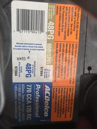 Maybe a 2015 vintage battery? Not sure how to read battery data? 