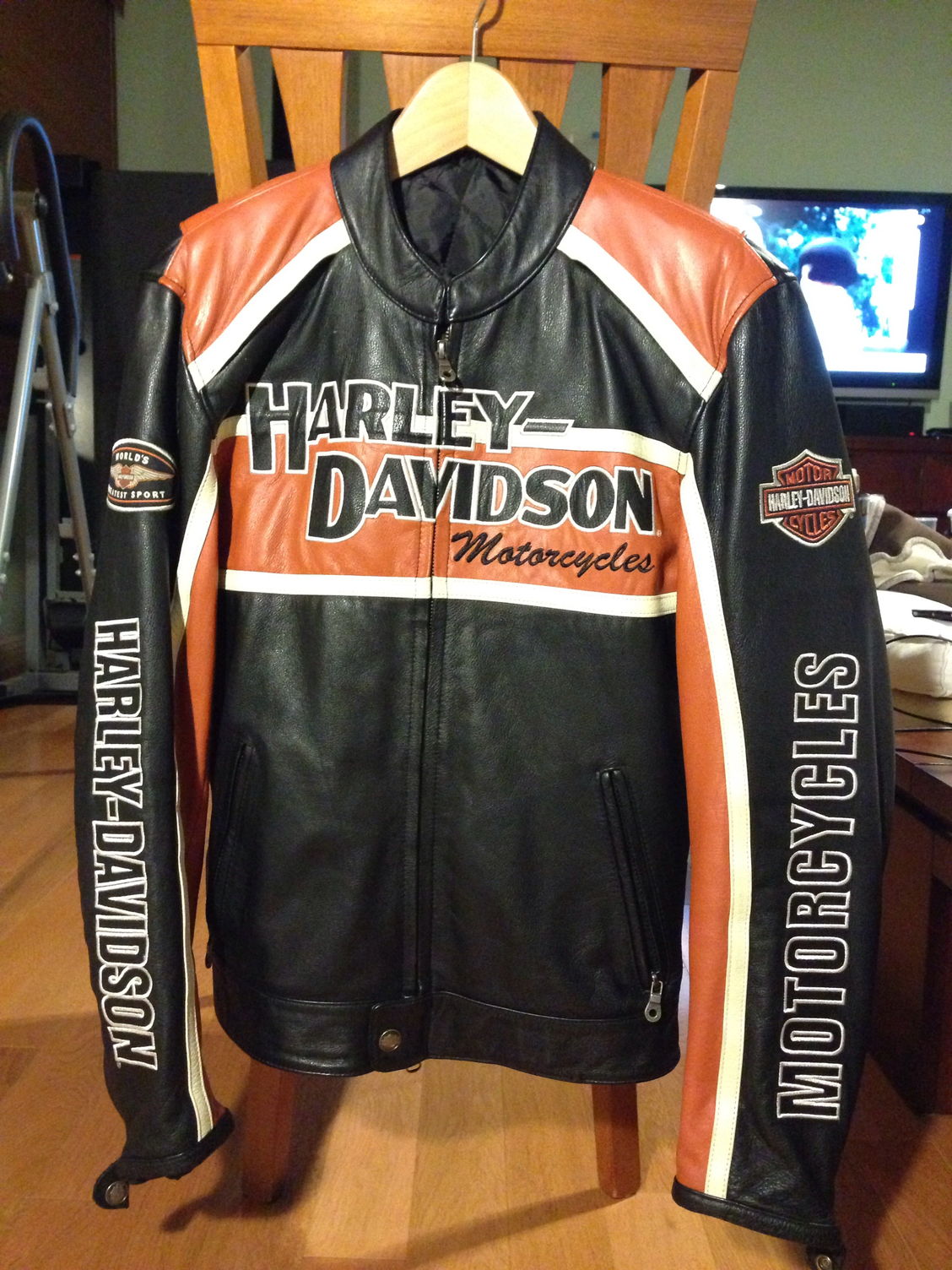 Harley Davidson Men's Classic Cruiser Black Orange Leather Jacket S ...