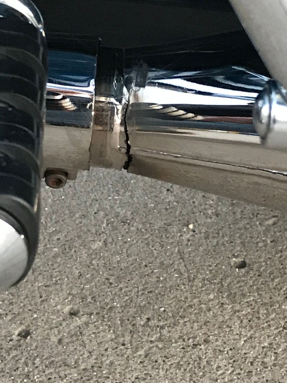 How bad will this look?? Need to weld crack on muffler Harley