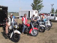 Wauseon Antique Meet on a '67, '57, and '58 police bikes.  The red one's a '62 in a rigid frame.