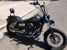 If you look close you can see the rightside of the apes are bent back a bit. You can also see the golf ball size dent that i have to work out of the tank. All in all though the bike was a bargin and i love it. 