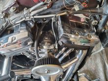 Here the result of a little TLC & fresh rubber fuel line. This machine  was running very poorly, like running on one cylinder so i tested for air leak by spaying the manifold with break cleaner & the motor died ! So the next step was to remove the carb compleatly & check the compliance fittings !