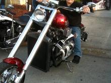 Some little kid begged me to sit on my V8 Chopper