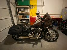 Taller windshield and a kraus raptor pull back plate for the bars. 
2007- Sporty
2002- DYNA
2014-Street Glide(R.I.P.) 
2015- DYNA
2018-Street Glide
2019-Lowrider(Current)