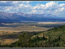 From the top of Galena Pass… Looking northwest towards the Sawtooth mountains… Stanley is about at the end of the mountains in the picture… The roads to get to this point are worthy…