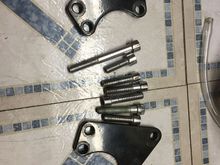 Here is what I am sending out today.  I remembered these being chrome...... I have no idea what the heck the long bolt is for, but it was in the box that I had these stored in.  I hope the black is OK fir you