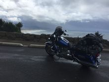 Big weather, big ocean , big bike