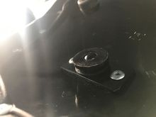 Shows how pin is not long enough to pass through grommet