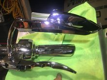 KNIFE MIRRORS, WHEN DONE THE WHOLE LOOOK WILL MAKE SENSE...I HAVE SPECIAL TOP OF MY FORK TUBES, SPIKE, IT ALL FITS TRUST ME....