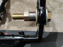 Home made 3/4"bolt puller/ installer.. Don't worry I had a special washer in there that I used to make sure I only made contact with the race of the bearing and not the spherical bearing, a little grease helps here..