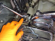 Install your front pedal lever. Take care to line it up where you had it before.