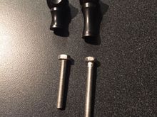 There are two different length screws and handles. To make this work I had to switch a long screw to a short handle. 