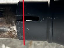 Shows where the header pie falls before I push it all of the way on, or as far as it will go anyway.
