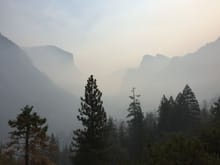 Yosemite Valley in the smoke.