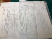 Pattern tracings for the boot shafts...