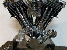 S&S 80" polished cases  w/ 96" stroker kit, S&S lifters and 561 cam w adj rods, S&S 2 piece rocker boxes, S&S chromed G carb w venturi, ported heads w ss os valves