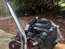 transmission complete & ready to install, dont that look great ,the color combo, black wrinkle , the dark maroon & chrome kicker & hardware !