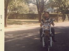 First Harley-56 Panhead: bored, cams, 4 over forks.