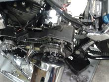 Pulled oil tank to blast the chrome off ...to dissipate more heat ...5/16