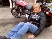 Pam sitting by bike