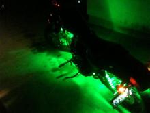 installed a 12 piece grenn LED under-glow kit for higher visibility at night..