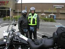 The wife and I travelling on our Road King