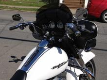 Santee 11" mini-apes installed, along with chrome switch housing and caps. Just waiting on the chrome lever mounts...