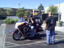 Test riding a Victory Vision.