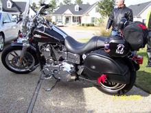 Her 09 Dyna Low Rider, Kuryakyn constellation lights, Screaming Eagle Stage I, Rienhart 2 into 1.