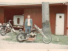 '72 XLCH
1976 at J. Fair's house.  First time I built the bike.