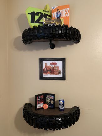 I'm goong to cut up the "perfectly good" tires and make some shelves for the mud room for our helmets and gloves.