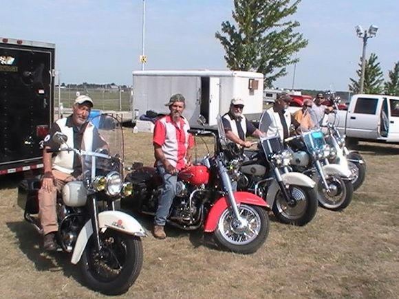 Wauseon Antique Meet on a '67, '57, and '58 police bikes.  The red one's a '62 in a rigid frame.