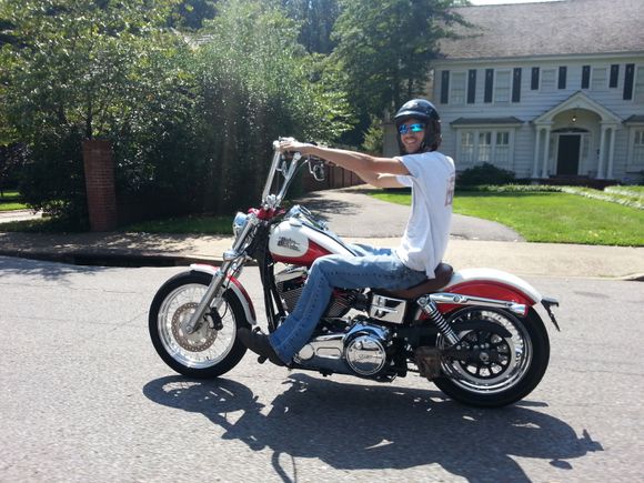 Nephew on his white and red Street Bob