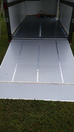 I put the 3 aluminum strips the same width as the tires on the Servi-Car to keep the bike from possibly moving the rubber.