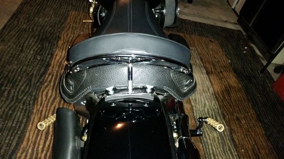 Shorty grab rail backrest with custom threaded 1 inch riser to clear passenger seat.