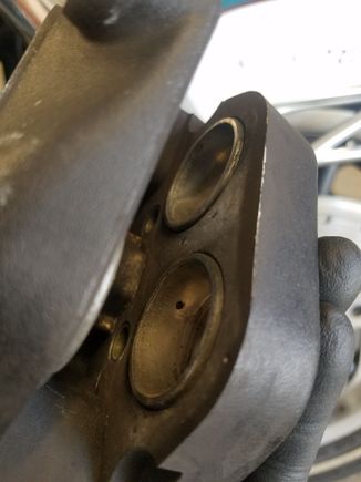 Caliper removed. For future readers, the socket size is a metric one. 12pt 10mm to get the calipers off. Then a 12pt 1/4" for the pad pins. I'm sure this is common knowledge, but you never know who is reading.