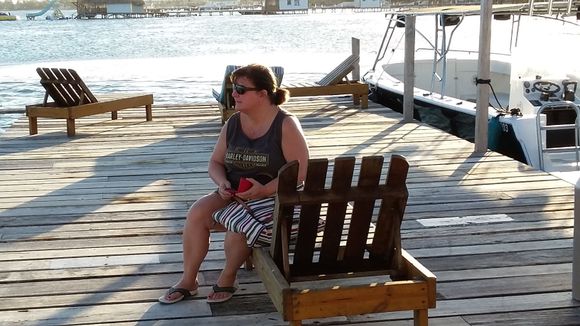 Suzie on the dock at the end of the pier.