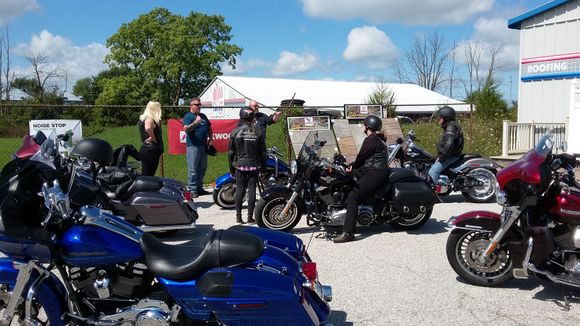 Waiting to meet up with one of the riders along the way in Wyoming Ontario.