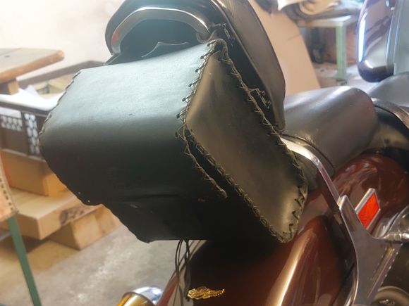 Rear sissy bar pouch , theses  are reproduction but still made with care & feature the DG  stamped emblem !