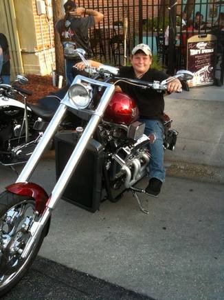 Some little kid begged me to sit on my V8 Chopper