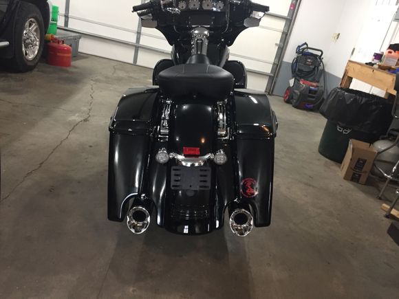 I ended up putting a small chunk of rubber on the right bag to make the gap more uniform, between the fender extension and the Streched bag. Couple hundred miles on so far. No major packing in them yet, I have not loaded them with a case of beer and ice yet. This is on a ‘17. 