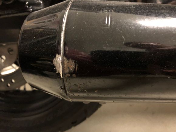 My friend dropped my bike so it has some rash on tailpipe.