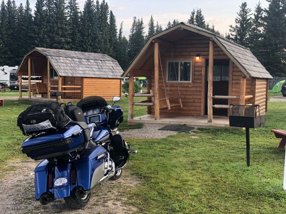 This was at KOA in Hinton where stayed last night. They didn’t have a tent site but had the cabin. Said OK