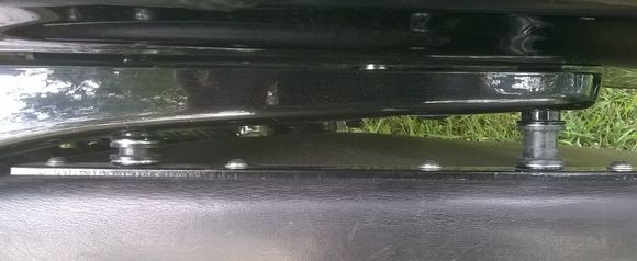 I Used another piece of 1" x 3/16" Stainless on the outside to sandwich the leather between the inner bag hoop. I also kept the quick release for the sissy bar.