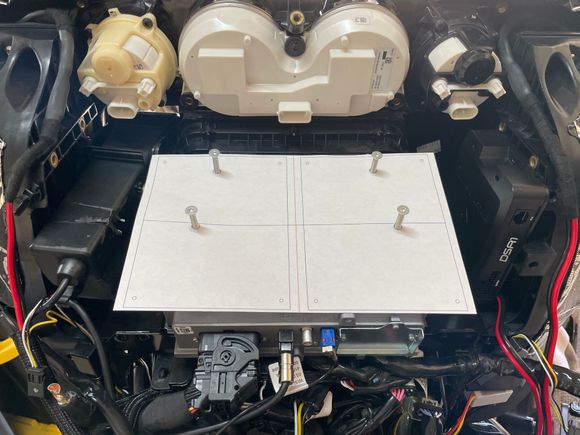 Going to make a smaller rack to hold the amp right on top of radio. Will add some holes in the rack to allow air flow. DSR1 will mount on the right using the holes in the speaker pod to mount it. The power distribution blocks will be mounted in the left, going to make a small shelf to hold them above the glove box. 