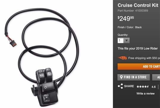 Here's your Cruise Control if you lean towards the FXLR. You could install, would need to take to dealer for ECU flash so the bike would recognize it.