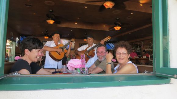 Fish tacos for lunch. New friends from Switzerland and New York.