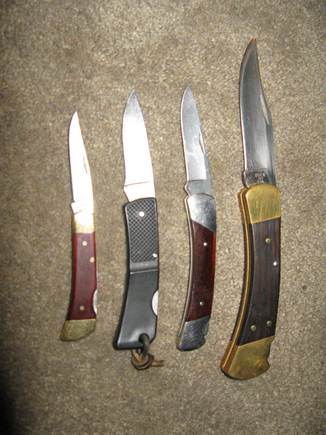 the knife with the black handle is the one i lost. it's a gerber 400 and i like how light it is. i had it for a long time and i just wanted to see if i could find it. i made a small sheath that will only work with that knife so the sheath was useless without the knife. 