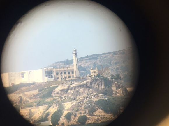 I really got creative with this photo. While walking around and viewing the bay, there are telescopes to look thru, so we spent the 50 cents and got the chance to see close up views of Alcatraz. I used the Iphone to look thru and capture this photo, it reminds me of a postcard or an old TV show.