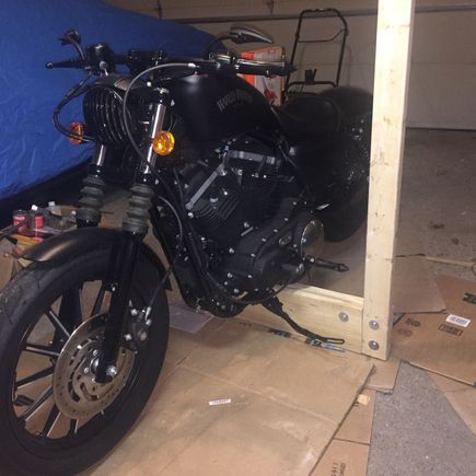 homemade bike lift I made out of a 2x8 , worked awesome for $12